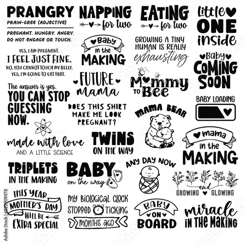Pregnancy T-Shirt Quotes and Sayings Word Art Bundle