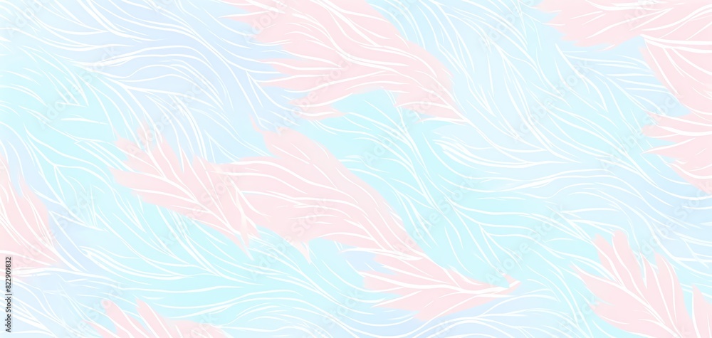 Soft pastel abstract background with wavy lines in pink, blue, and white shades, evoking a calming and soothing atmosphere.