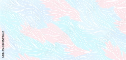Soft pastel abstract background with wavy lines in pink, blue, and white shades, evoking a calming and soothing atmosphere.