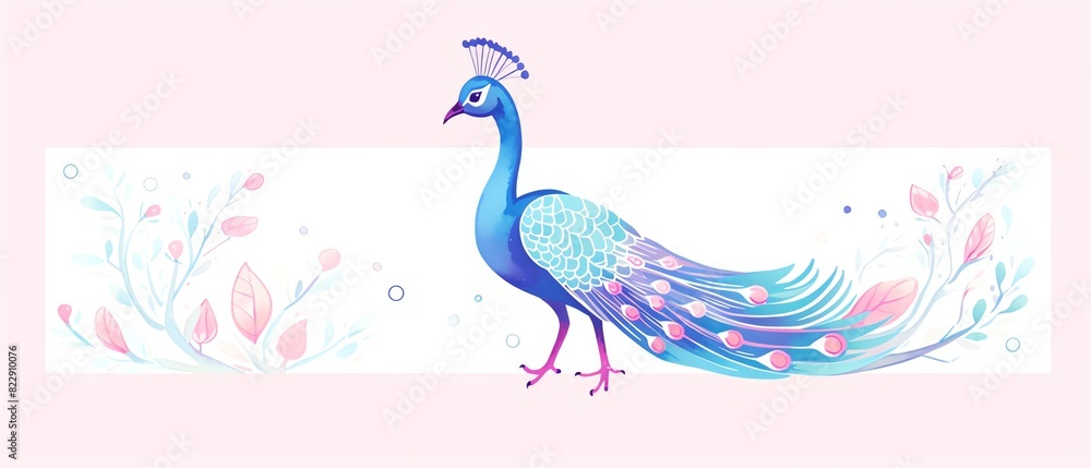 Beautiful watercolor illustration of a vibrant peacock with decorative floral elements, perfect for art and design projects.