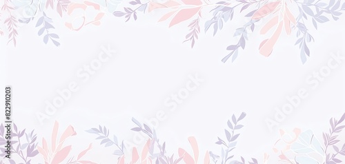 Elegant pastel floral border with leaves and flowers. Soft and delicate design perfect for invitations or greeting cards.