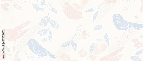 Seamless pattern of pastel-colored birds and branches  perfect for fabric designs  backgrounds  and greeting cards.