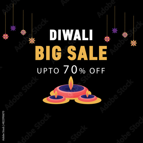 diwali sale banner design with fire cracker illustration diwali festival sale background for banner, poster, flyer, invitation card
