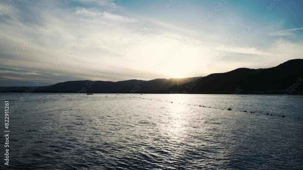 Sunset over Lake Biwa the largest freshwater lake in central Japan Sunset over Lake Biwa the largest freshwater lake in central Japan
