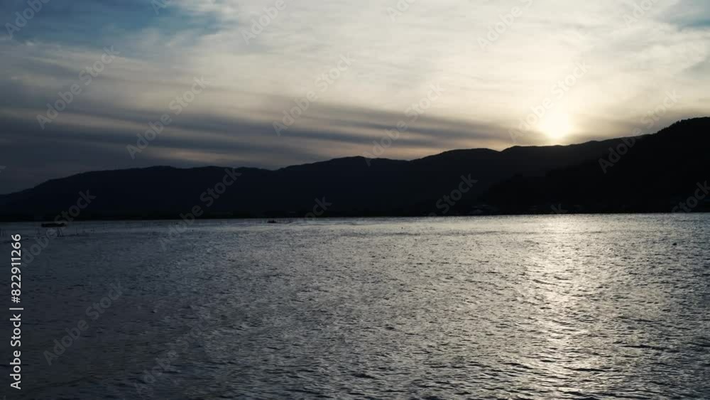 Sunset over Lake Biwa the largest fresh water lake in central Japan Sunset over Lake Biwa the largest fresh water lake in central Japan