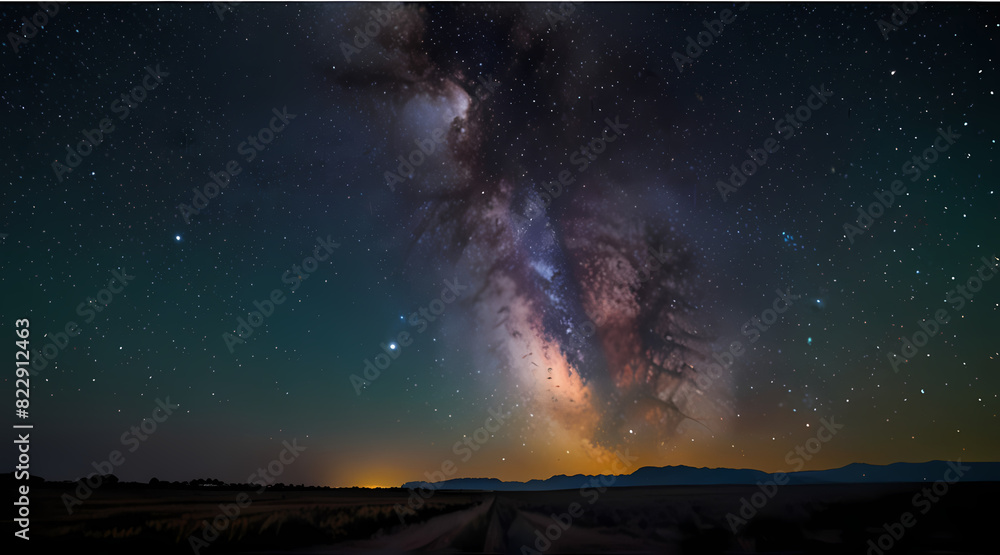 Colorful Milky Way Galaxy Night Star Landscape Colorful Milky Way Galaxy Night Star Landscape