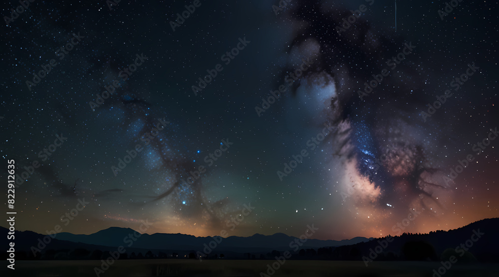 Colorful Milky Way Galaxy Night Star Landscape