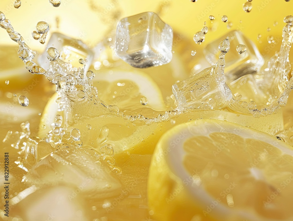 ice cubes splashing into lemonade ice cubes splashing into lemonade