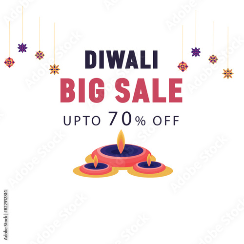 diwali sale banner design with fire cracker illustration diwali festival sale background for banner, poster, flyer, invitation card
