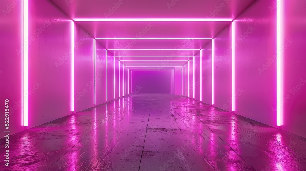 Pink neon lights in a dark hallway Pink neon lights in a dark hallway