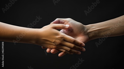 Helping hands finger white background togetherness isolated with black background ​