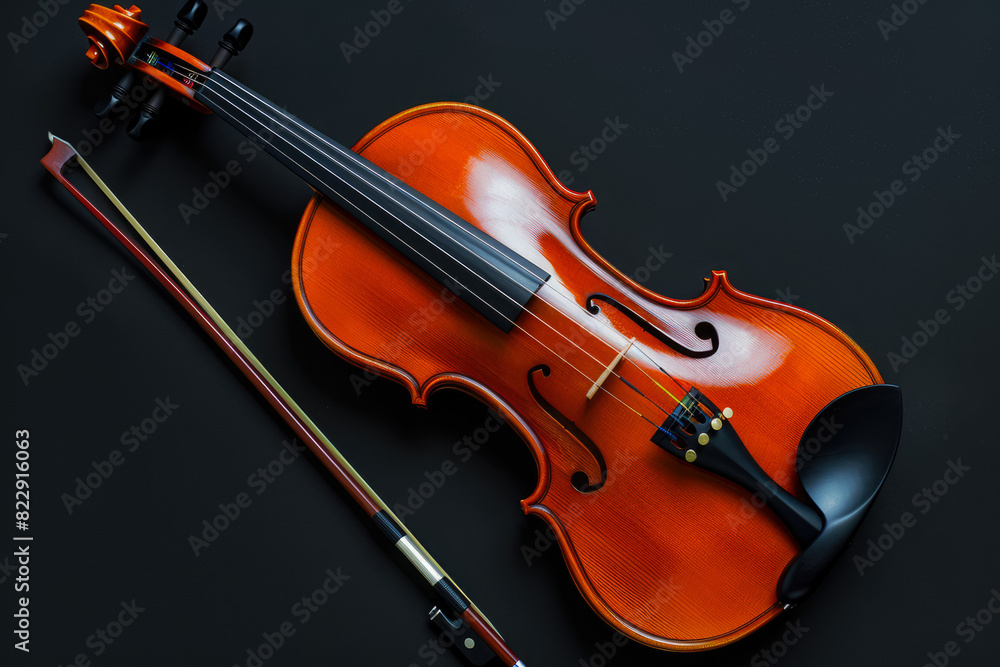 Classic Wooden Violin Closeup On Neutral Black Background Created Using Artificial Intelligence Classic Wooden Violin Closeup On Neutral Black Background Created Using Artificial Intelligence