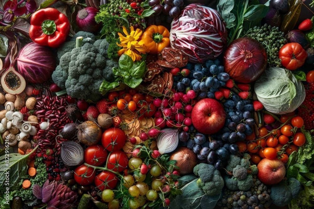 A vibrant assortment of fresh fruits and vegetables, showcasing natural colors and textures, perfect for promoting healthy eating and organic produce. A vibrant assortment of fresh fruits and vegetables, showcasing natural colors and textures, perfect for promoting healthy eating and organic produce.
