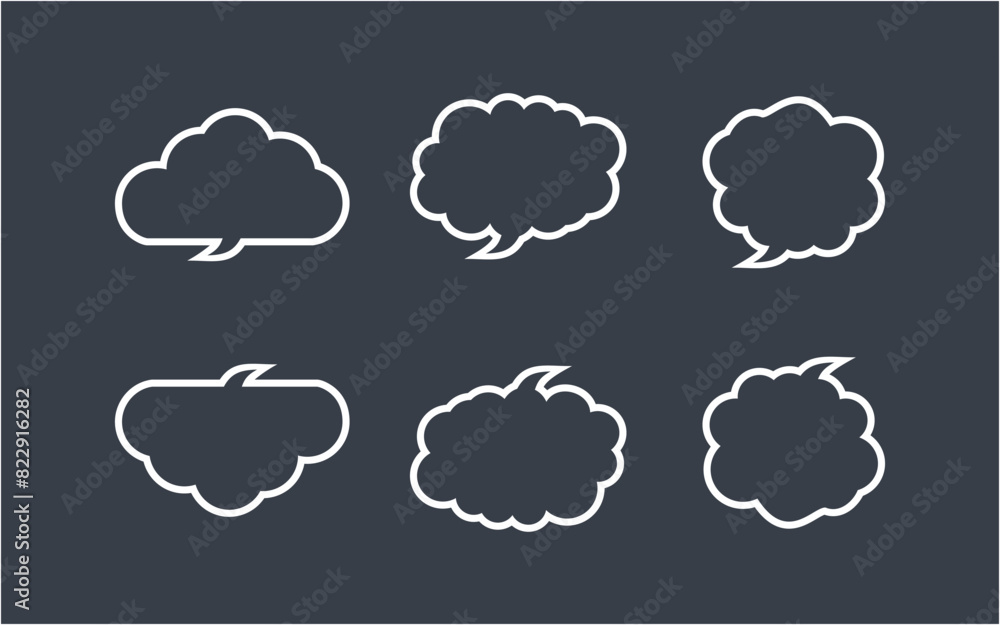 Line art speech bubble collection set of different shape design illustration Line art speech bubble collection set of different shape design illustration