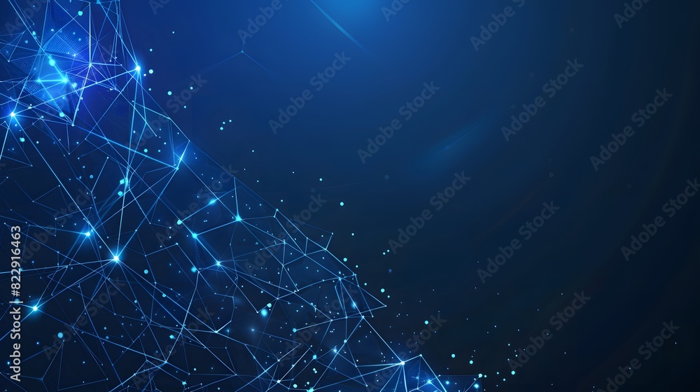 Abstract Technology Background with Glowing Connection Lines on Dark Blue