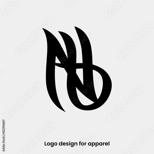 monogram letter NB logo design. letter BN or NB logo for apparel brands. NB or BN logo design for Apparel brand. letter NB apparel logo design template. 
