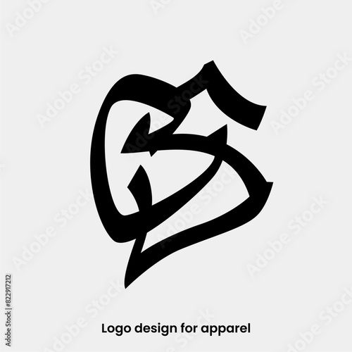 monogram letter CS logo design. letter CS or SC logo for apparel brands. SC logo design for Apparel brand. letter CS apparel logo design template. 