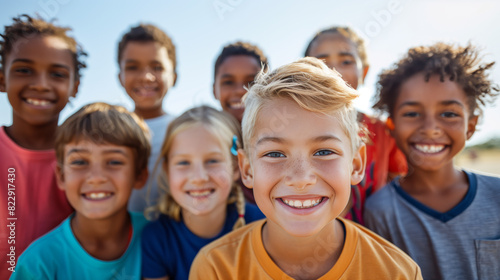 Happy smiles of multiracial children