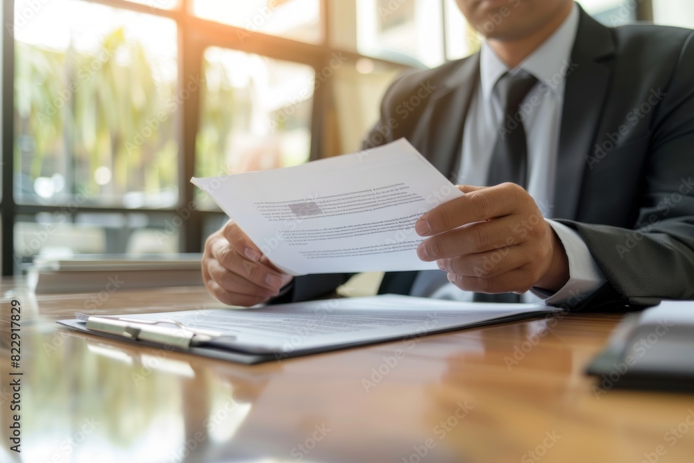 Businessman reviewing a contract, concept of legalities and formalities. Businessman reviewing a contract, concept of legalities and formalities.