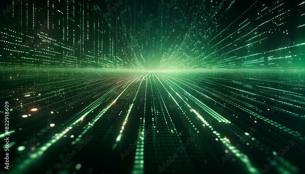 A continuous stream of green binary code (0s and 1s) cascading down a smooth, dark background A continuous stream of green binary code (0s and 1s) cascading down a smooth, dark background