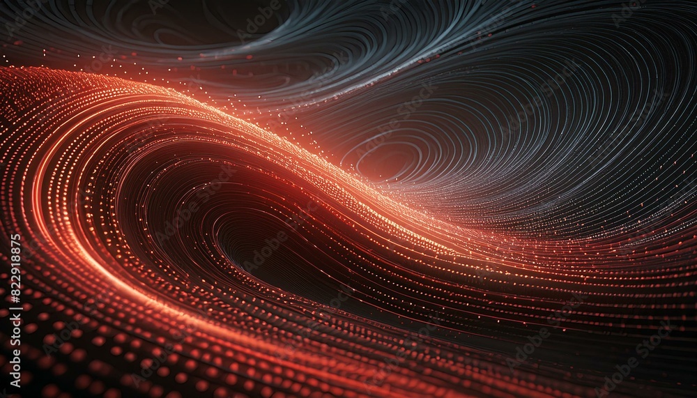 Fototapeta premium An intricate design of red binary code against a dark grey background, with a dynamic 