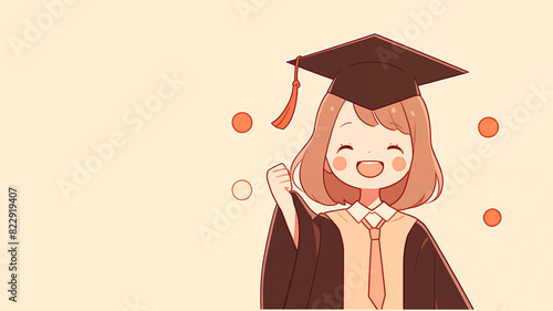Hand drawn cartoon graduation girl illustration

