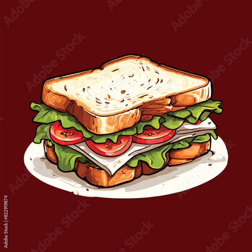 sandwich with ham and vegetables
