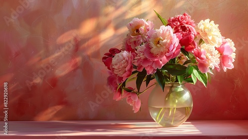 Wallpaper Mural Beautiful peony bouquet in vase on table indoors Torontodigital.ca