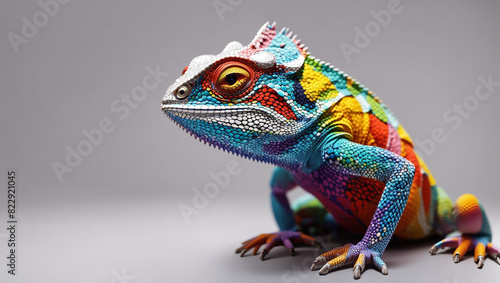 A brightly colored chameleon