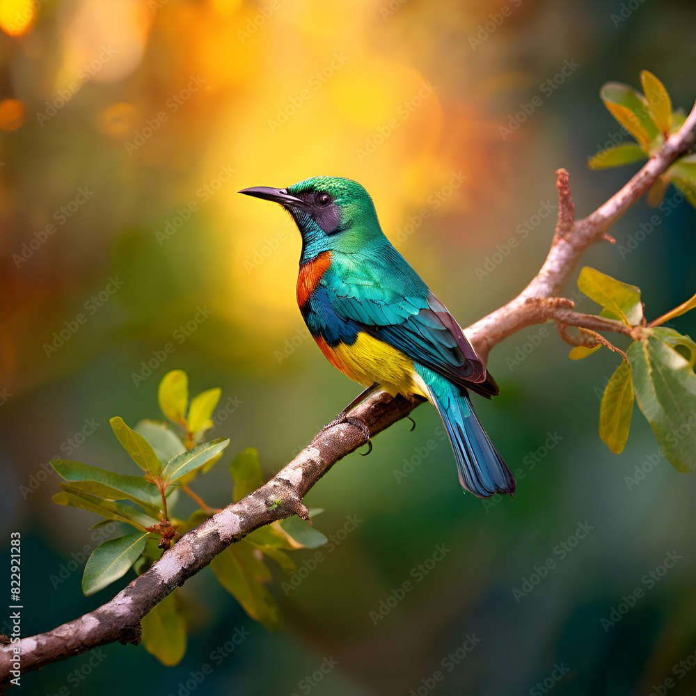 Obraz premium Sunbird sitting on the tiny branch