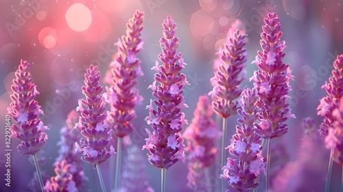 Lavender flowers swaying gently in the breeze  with a soft focus on the background to emphasize the peacefulness of the scene. List of Art Media Photograph inspired by Spring magazine
