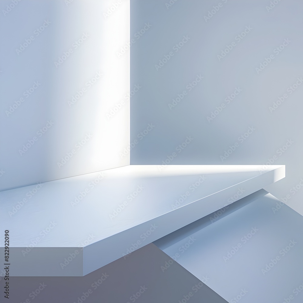 Minimalist Geometry: Close-up of a Highlighted White Table Corner with Minimal Design Minimalist Geometry: Close-up of a Highlighted White Table Corner with Minimal Design
