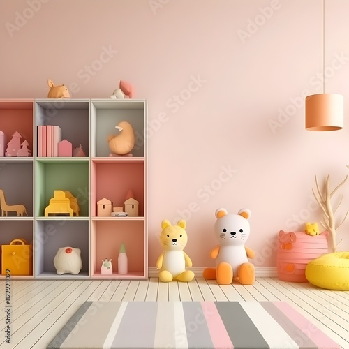 Cozy and Vibrant Kids Room with Playful Animal Toys and Accessories © yelosole