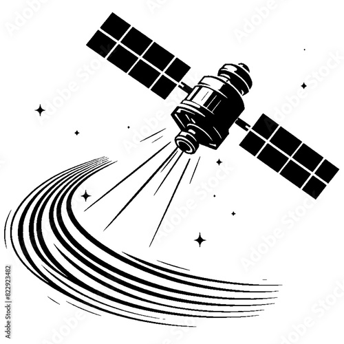 Space satellite technology silhouette