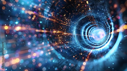 Mesmerizing Blackhole Portal Revealing Futuristic Digital Cosmos and Boundless Technological Innovation photo