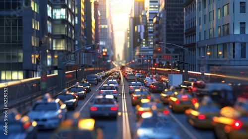 Cityscape Surge  Capture the surge of traffic amidst the architectural marvels of a modern city  reflecting urban dynamism.