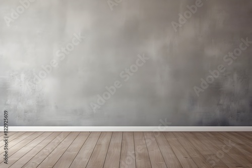 Minimalist Grey Wall and Wooden Floor Background for Presentations,Photography or Lifestyle © yelosole