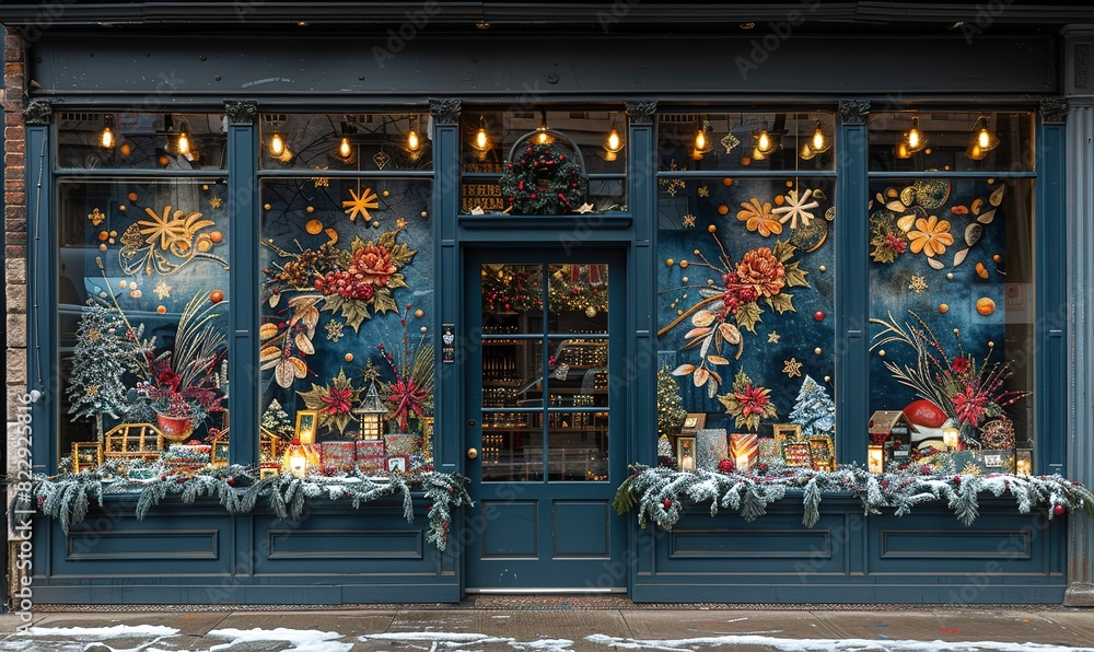 Obraz premium Christmas storefront windows