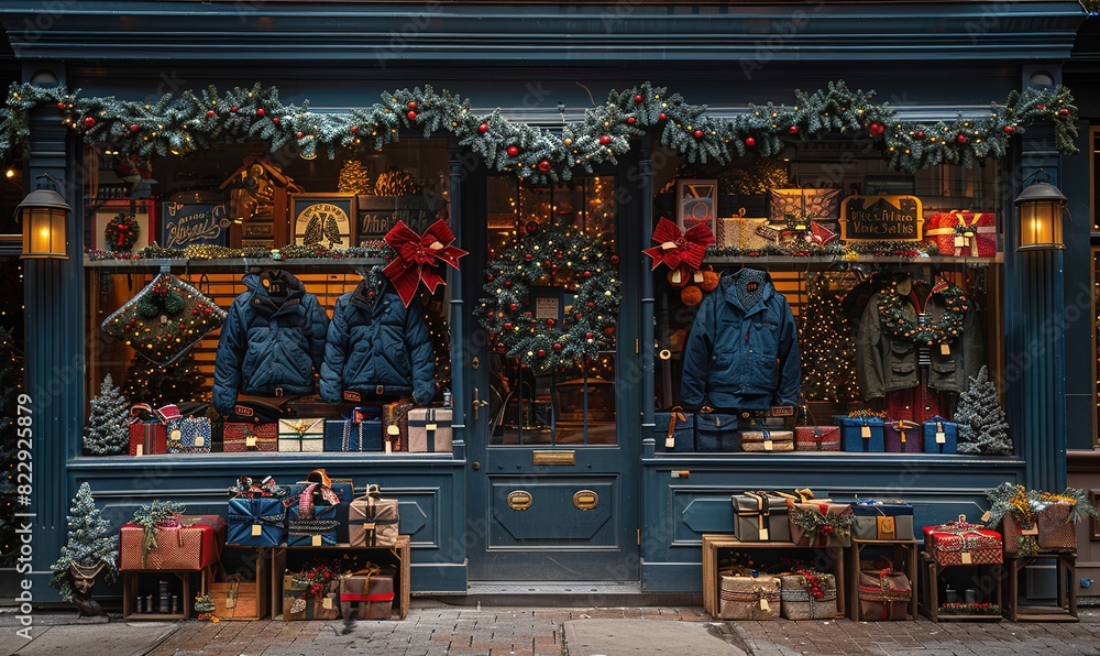 Fototapeta premium Christmas storefront windows
