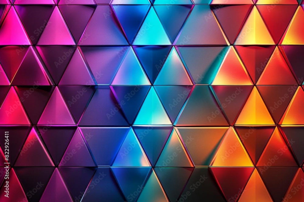 Create a seamless pattern of multicolored triangles with a high gloss finish Create a seamless pattern of multicolored triangles with a high gloss finish