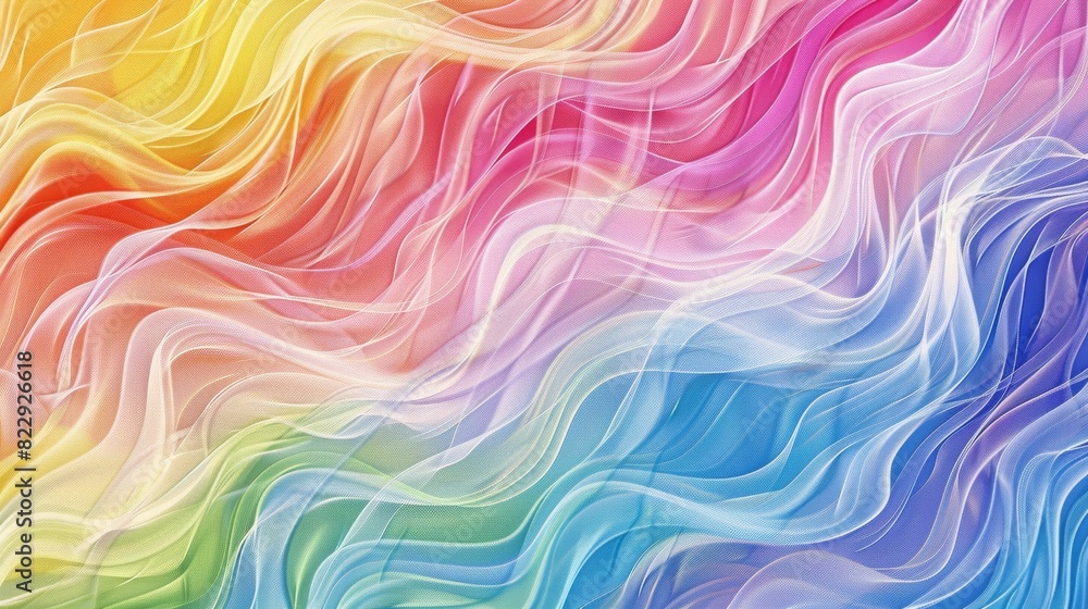 Mesmerizing background with a seamless rainbow pattern showcasing a spectrum of colors in artistic waves, ideal for creative and uplifting designs.