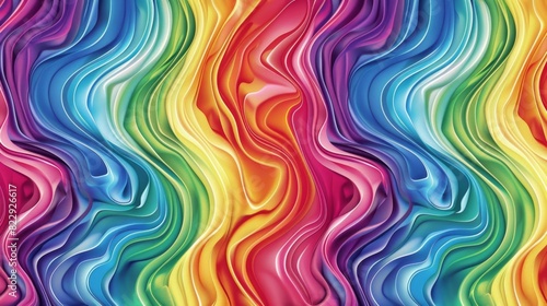 Mesmerizing background with a seamless rainbow pattern showcasing a spectrum of colors in artistic waves, ideal for creative and uplifting designs.