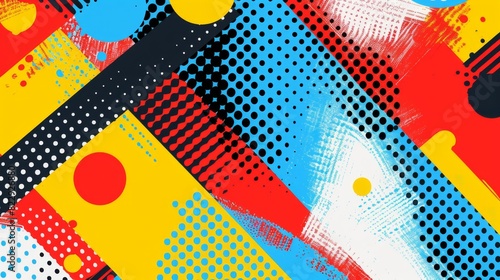 Wallpaper Mural Playful background with dotted lines in primary colors Torontodigital.ca