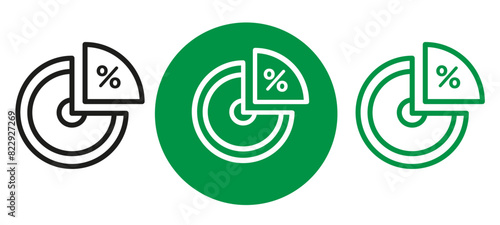 Pie Ratio icon, Pie ratio icon with percentage in filled and outlined style