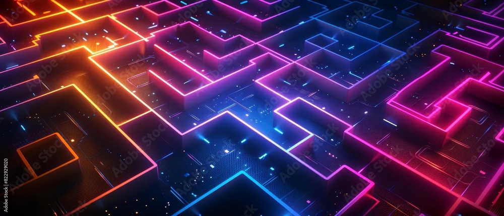 An abstract landscape of glowing neon lines and shapes. The colors are vibrant and saturated, and the overall effect is one of energy and excitement. An abstract landscape of glowing neon lines and shapes. The colors are vibrant and saturated, and the overall effect is one of energy and excitement.