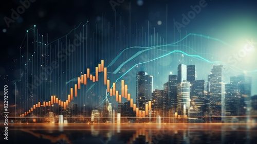 Global stock market analysis  business finance chart illustrating digital profit growth and investment trends with financial data and forex trading statistics on technology background  