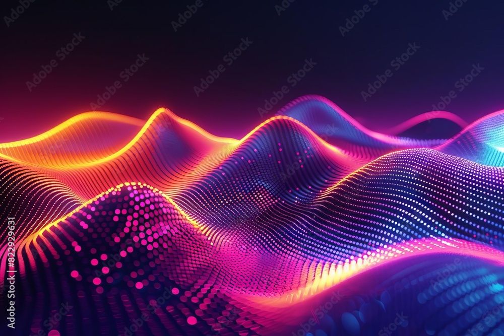 Immerse yourself in the vibrant world of digital landscapes, where undulating waves of luminous particles create a mesmerizing symphony of color and light. Immerse yourself in the vibrant world of digital landscapes, where undulating waves of luminous particles create a mesmerizing symphony of color and light.