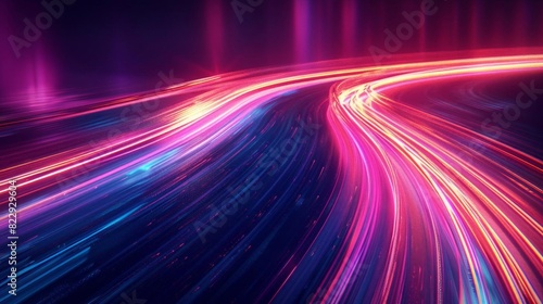 Create a dynamic and vibrant wallpaper featuring glowing neon light trails