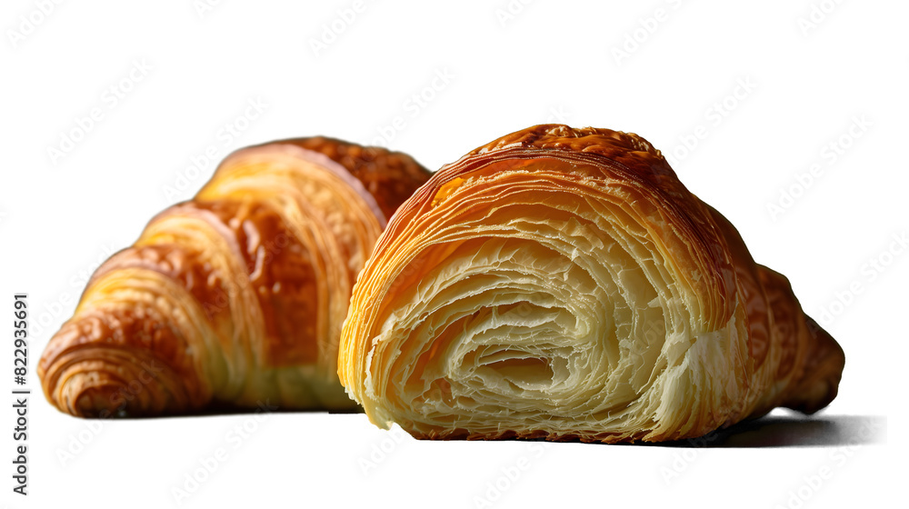 Croissants cut in half on a transparent background. Croissants cut in half on a transparent background.