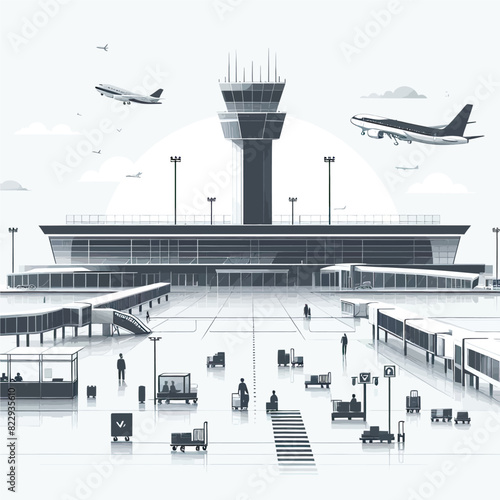 vector of airport in white background  